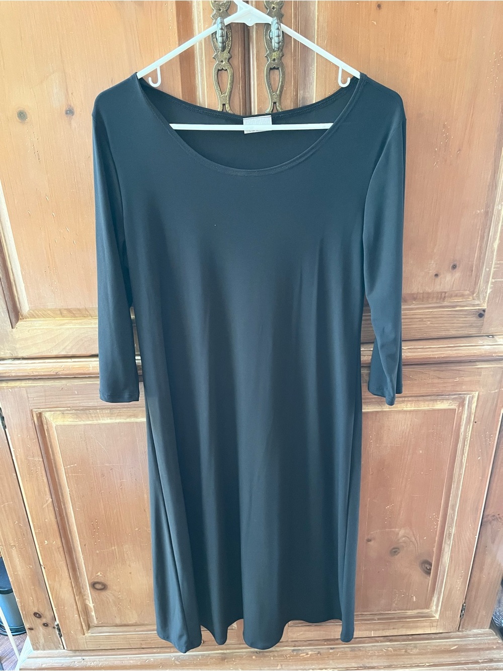 Fashion Caribe Women's Black 3/4 Sleeve Round Neck DRESS Size SMALL